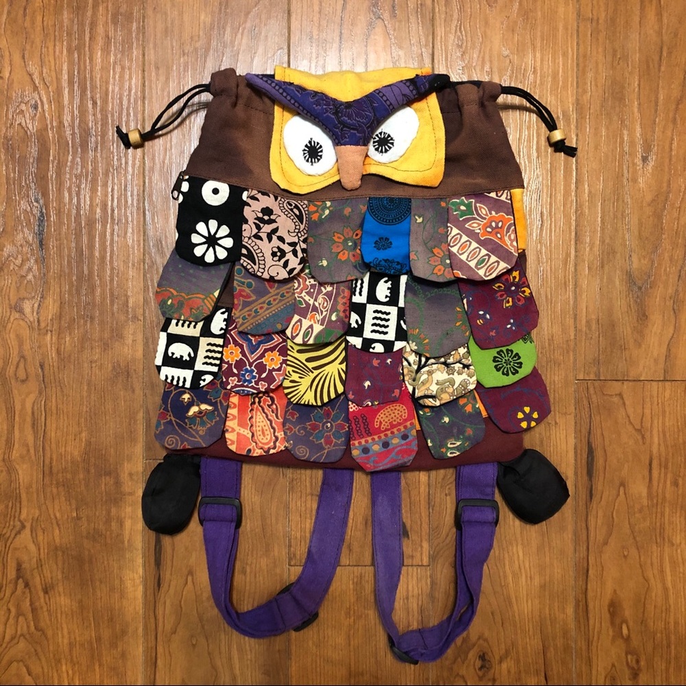 Hand-made Colorful Owl Backpack
